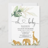 Safari-Goldtiere Geschlecht neutrale Babydusche Einladung (Vorderseite)