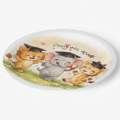 Safari Graduation Cute Animal Pastel Party  Pappteller (Schrägansicht)
