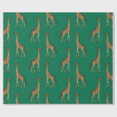 Safari Green Giraffe Design Wrapping Paper Geschenkpapier (Flach)