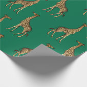 Safari Green Giraffe Design Wrapping Paper Geschenkpapier (Ecke)