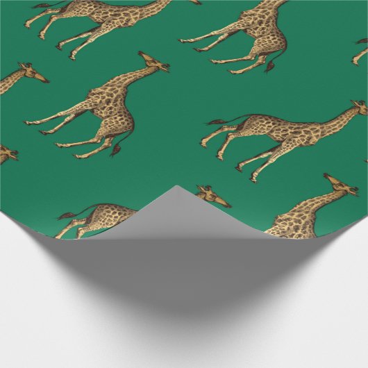 Safari Green Giraffe Design Wrapping Paper Geschenkpapier (Ecke)
