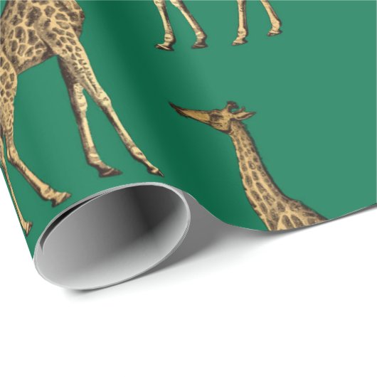 Safari Green Giraffe Design Wrapping Paper Geschenkpapier (Rolleneckpunkt)