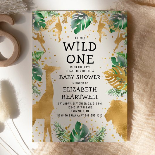 Safari Green Gold Ecru Neutral Baby Dusche laden e