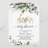 Safari Green Gold Foliage Baby Dusche Einladung (Vorne/Hinten)