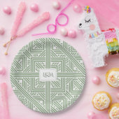 Safari Green Monogram Pappteller (Party)