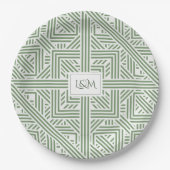 Safari Green Monogram Pappteller (Vorderseite)