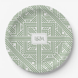 Safari Green Monogram Pappteller