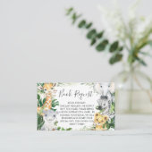 Safari Greenery Baby Shower Book Request Card Visitenkarte (Stehend Vorderseite)
