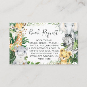 Safari Greenery Baby Shower Book Request Card Visitenkarte