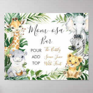 Safari Greenery Baby Shower Mama-osa Bar Sign Poster