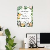 Safari Greenery Baby Shower Willkommenspender Poster (Heimbüro)