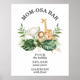 Safari Greenery Foliage Baby Shower Mama-osa Bar Poster