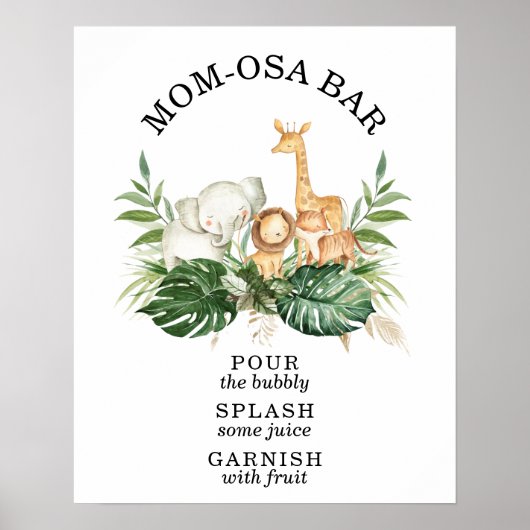 Safari Greenery Foliage Baby Shower Mama-osa Bar Poster (Vorne)