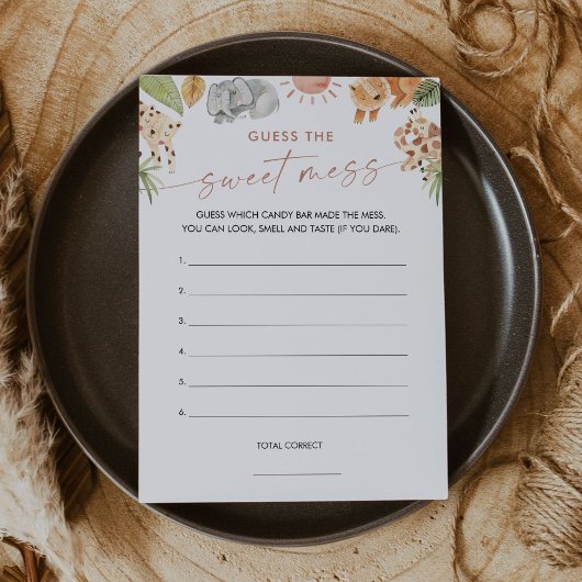 SAFARI Guess the Sweet Mess Game Card Einladung