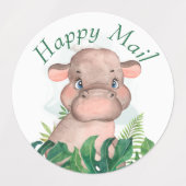Safari Happy Mail Hippo Aufkleber (Design 2)