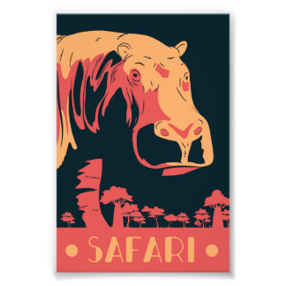 Safari Hippo and Landscape Fotodruck
