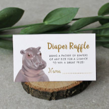 Safari Hippo Diaper Raffle Baby Dusche
