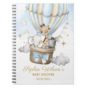 Safari Hot Air Balloon Baby Shower Spiral Foto Notizblock