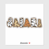 Safari in Animal Print Letters Aufkleber (Blatt)
