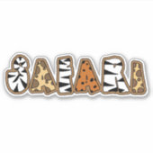 Safari in Animal Print Letters Aufkleber (Vorderseite)