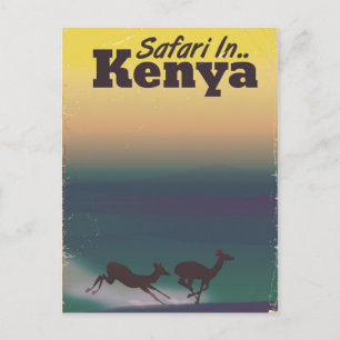 Safari in Kenia Urlaubsposter Postkarte