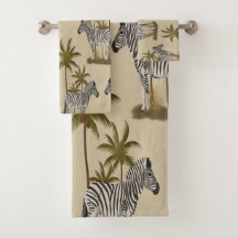 Safari Inspiriert Zebras & Palms Badetuch Set