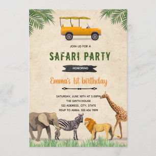 Safari-Jeep-Geburtstagsthemen-Einladung Einladung