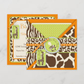 Safari-Jungen-orange Einladungs-Quadrat Einladung (Vorne/Hinten)