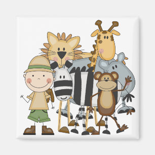Safari-Jungen-T-Shirts und Geschenke Magnet