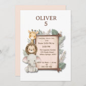 Safari Jungle 5th Birthday Invite Boy Einladung (Vorne/Hinten)