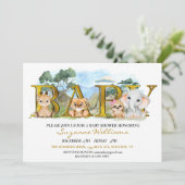 Safari Jungle Africa Animal Baby Shooter Einladung (Stehend Vorderseite)