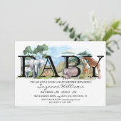 Safari Jungle Africa Tiermamas Babydusche Einladung (Stehend Vorderseite)