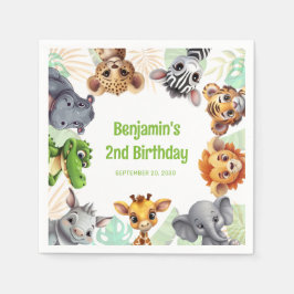Safari Jungle Animal Child's 2. Geburtstag Party Serviette