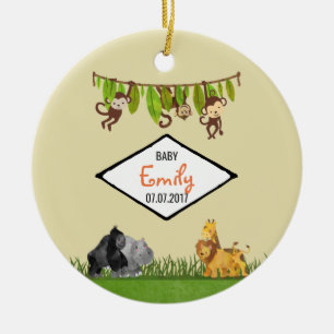 Safari Jungle Animal Illustration Baby Keramik Ornament
