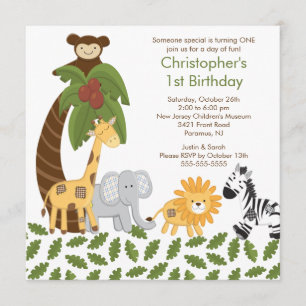 Safari Jungle Animal Kid Geburtstagsparty Einladun Einladung