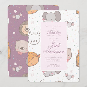 Safari Jungle Animal Pink Geburtstagsparty Girl Einladung