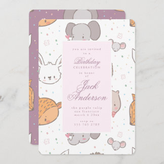 Safari Jungle Animal Pink Geburtstagsparty Girl Einladung