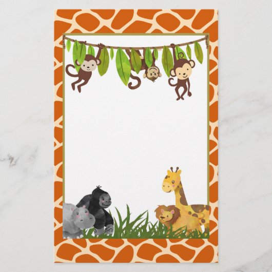 Safari Jungle Animal Theme Briefpapier (Vorderseite)