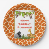 Safari Jungle Animal Theme Happy Birthday Pappteller (Vorderseite)