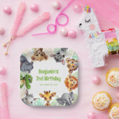 Safari Jungle Animal Themed Child's 2nd Birthday Pappteller (Party)