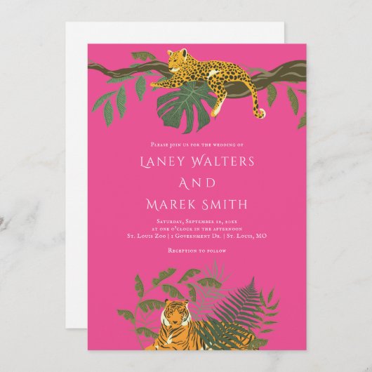 Safari Jungle Animal Wedding Einladung (Vorne/Hinten)