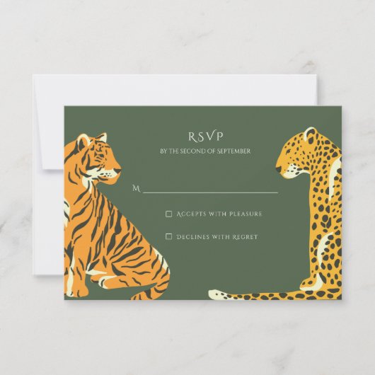 Safari Jungle Animal Wedding RSVP Karte (Vorderseite)