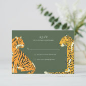 Safari Jungle Animal Wedding RSVP Karte (Stehend Vorderseite)