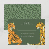 Safari Jungle Animal Wedding RSVP Karte (Vorne/Hinten)