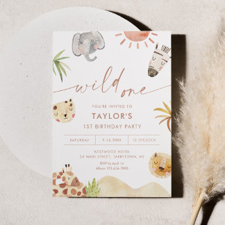 SAFARI Jungle Animals 1. Geburtstag Party Einladung