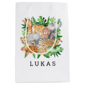 Safari Jungle Animals 1. Geburtstag Party Mittlere Geschenktüte (Vorderseite)