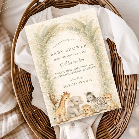 Safari Jungle Animals Arch Baby Shower Einladung
