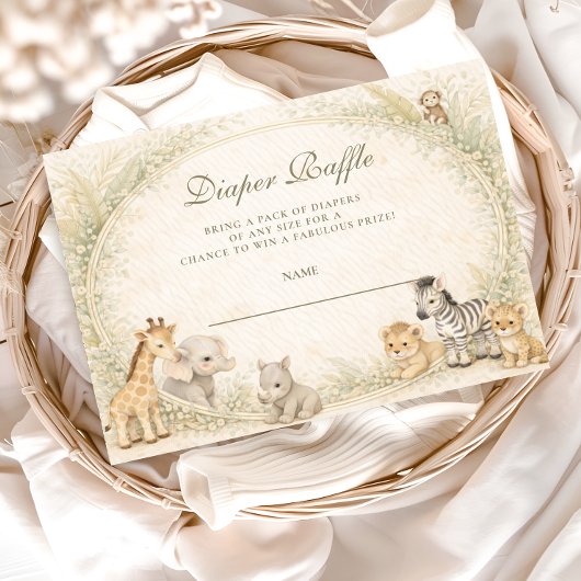 Safari Jungle Animals Arch Diapper Raffle Begleitkarte