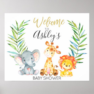 Safari Jungle Animals Baby Dusche Begrüßungszeiche Poster