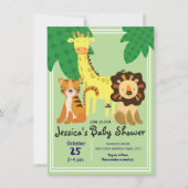 Safari Jungle Animals Baby Dusche Einladung (Vorderseite)